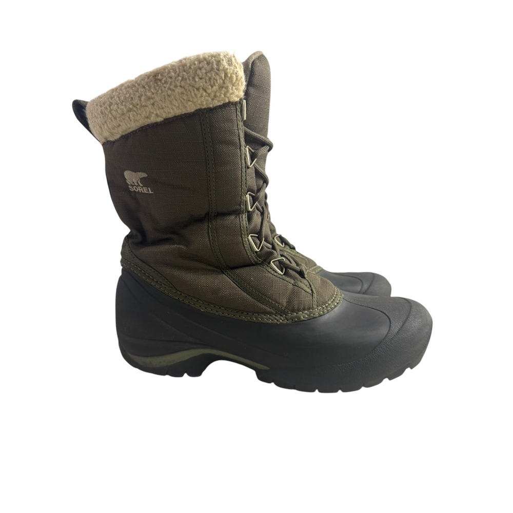 Sorel Cumberland Winter Boots Olive Green Black Thinsulate Women's 10